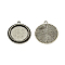 Tibetan Style Zinc Alloy Flat Round Pendant Cabochons Settings, Lead Free & Cadmium Free, Antique Silver, 23x20.3x2mm, Hole: 2mm, Tray: 16mm, about 192pcs/500g