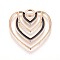 Zinc Alloy Pendants, with Enamel, Heart, Light Gold, Black, 23x23x1mm, Hole: 2mm