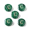 Synthetic Malachite Beads, with Golden Tone Brass Slices, Flat Round with Letter, Letter C, 15x5mm, Hole: 1.4mm