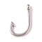 Non-Tarnish 304 Stainless Steel Hook Clasps, Fish Hook Charms, For Leather Cord Bracelets Making, Hook, Polished, Stainless Steel Color, 38x24.5x6.5mm, Hole: 4mm