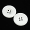 Resin Buttons, Dyed, Flat Round, White, 11x2mm