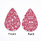 PU Leather Big Pendants, Christmas Theme, Teardrop, Cerise, 56x37x1.5mm, Hole: 1.2mm