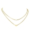 Brass Double Layer Necklace, Acrylic Beads & Heart Charm for Women, Golden, 15.83 inch(40.2cm)