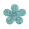 Acrylic Plastic Cabochons, Flower, Cyan, 38x39.5x2.5mm, Hole: 2.5mm