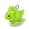 Opaque Resin Dinosaur Pendants, Cartoon Triceratops Charms with Platinum Tone Iron Loops, Lime, 15x21x9mm, Hole: 2mm