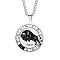 Non-Tarnish Unisex 201 Stainless Steel Constellation Pendant Necklaces, with Curb Chains, Laser Engraved Pattern, Flat Round, Taurus, 13.19 inch(335mm) 