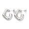 Non-Tarnish 304 Stainless Steel Stud Earrings, Stainless Steel Color, 24.5x20.5mm