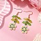 Handmade Glass Seed Dangle Earrings, Loom Pattern, Flower, Golden, White, 52.5x17mm