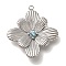 304 Stainless Steel Aquamarine Rhinestone Pendants, Flower, Stainless Steel Color, 26x23x4mm, Hole: 1.5mm