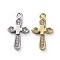 Brass Micro Pave Cubic Zirconia Pendants, Cross, Clear, Mixed Color, 17.5x10x2mm, Hole: 1.2mm