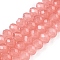 Baking Painted Imitation Jade Glass Bead Strands, Faceted Rondelle, Light Coral, 8x6mm, Hole: 1mm, about 63~65pcs/strand, 39~40cm