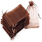 Organza DIY Craft Drawstring Bag, for Valentine Birthday Wedding Party Candy Wrapping, Coconut Brown, 15x10cm