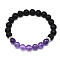 Natural Amethyst Beads Stretch Bracelets, with Synthetic Lava Rock Beads and Alloy Beads, Round, Inner Diameter: 2-1/8 inch(5.5cm), Beads: 8.5mm