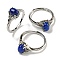 Oval Natural Lapis Lazuli Adjustable Rings, Brass Clear Cubic Zirconia Ring for Women, Long-Lasting Plated, Lead Free & Cadmium Free, Platinum, Inner Diameter: 18mm