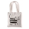 Cute Cat Printed Canvas Women's Tote Bags, with Handle, Shoulder Bags for Shopping, Rectangle, White, 37x33cm