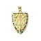 Real 18K Gold Plated Brass Micro Pave Cubic Zirconia Pendants, Shield with Virgin, Colorful, 29x19x3mm, Hole: 3.5x4.5mm