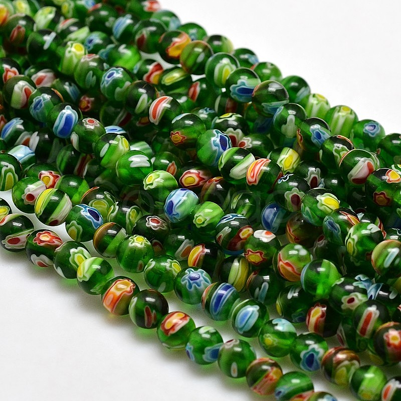 Cheap Round Millefiori Glass Beads Strands Online Store - Cobeads.com