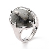 Oval Natural Labradorite Adjustable Finger Ring RJEW-C010-03P-RS-4