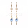 Glass Dangle Earrings with Shell Beads EJEW-JE05187-4
