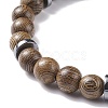 Natural Wood & Synthetic Hematite Stretch Bracelet with Gemstone BJEW-JB08155-7