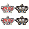 BENECREAT 4Pcs 2 Styles Crown Shape Computerized Embroidery Cloth Iron On/Sew On Patches DIY-BC0006-74-1