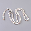 Natural Round Shell Pearl Pendant Necklaces NJEW-P232-B-2
