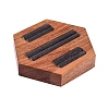 3-Slot Hexagon Walnut Wood Ring Display Stands PW-WG36263-01-1