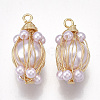 ABS Plastic Imitation Pearl Pendants X-KK-T038-445G-1