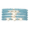 5Pcs 5 Style Natural Dyed White Jade & Pearl & Shell Star Beaded Stretch Bracelets Set BJEW-JB09495-05-3