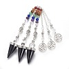 Chakra Jewelry Natural Obsidian Cone Dowsing Pendulums G-G771-E01-1