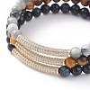 Round Natural Tiger Eye & Hawk's Eye Beads Stretch Bracelets Set BJEW-JB07151-4