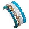 Synthetic Chrysocolla & Quartz Crystal & Glass & Alloy Beads Bracelets BJEW-JB10987-5