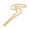 Rack Plating Brass Toggle Clasps with Heart Pendant Necklace with Double Chains for Women NJEW-B082-07-2