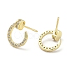 Rack Plating Brass Micro Pave Clear Cubic Zirconia Stud Earrings for Women EJEW-M260-14G-2