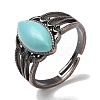 Synthetic Turquoise Horse Eye Adjustable Rings RJEW-K271-05R-11-2