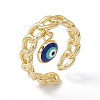 Enamel Evil Eye Charm Open Cuff Ring with Enamel RJEW-I086-06G-04-1