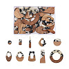 Kissitty 20Pcs 10 Style Transparent Resin & Walnut Wood Pendants RESI-KS0001-09-9