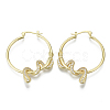 Brass Micro Pave Cubic Zirconia Hoop Earrings KK-R137-025-NF-1