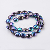 Faceted Electroplate Crystal Glass Oval Beads Strands EGLA-F060B-M-2