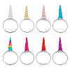 GOMAKERER 8Pcs 8 Colors Polyester Unicorn Horn Ear Elastic Headband OHAR-GO0001-01-1