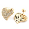 Brass Pave Cubic Zirconia Stud Earrings EJEW-U005-08G-2