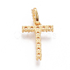 Golden Plated Brass Micro Pave Clear Cubic Zirconia Pendants ZIRC-L093-01T-2