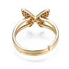 Butterfly Clear Cubic Zirconia Adjustable Ring RJEW-N035-054-NF-2