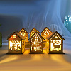 Christmas Mini Log Cabins LED Night Light Decoration Lamps Set AJEW-K022-Z-5