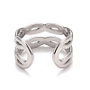 Non-Tarnish 304 Stainless Steel Hollow Chunky Open Cuff Ring for Women RJEW-A005-40P-3