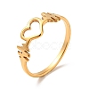 Ion Plating(IP) 201 Stainless Steel Heart Beat Finger Ring for Valentine's Day RJEW-G266-36G-3