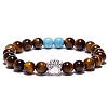 Natural Tiger Eye and Synthetic Turquoise Bead Stretch Bracelets for Women Men XZ2326-5-1