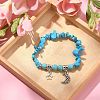 Synthetic Turquoise Chips Stretch Bracelet BJEW-JB09598-03-4