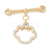 Brass Micro Pave Clear Cubic Zirconia Toggle Clasps KK-N254-76G-3