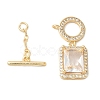 Brass Micro Pave Clear Cubic Zirconia Toggle Clasps KK-N254-87G-2